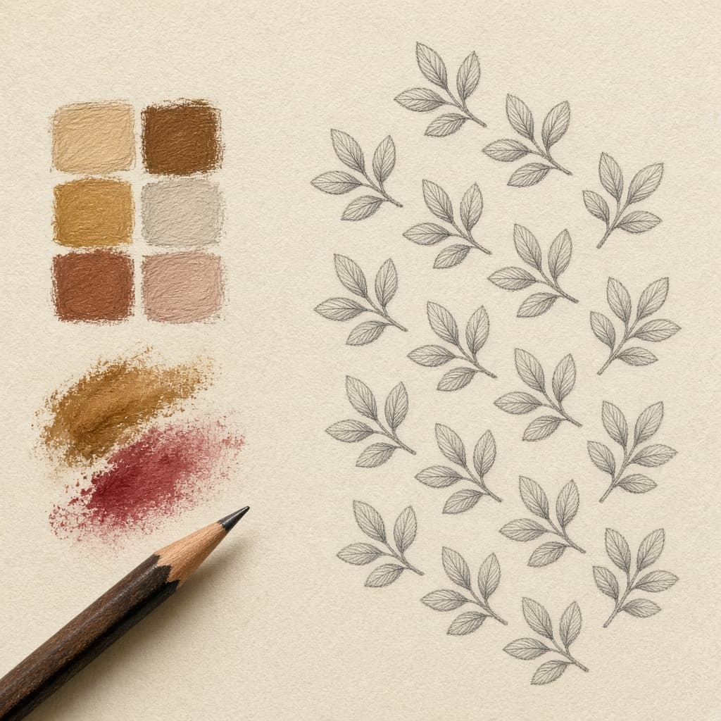 Esquisse au crayon d’une palette et d’un motif