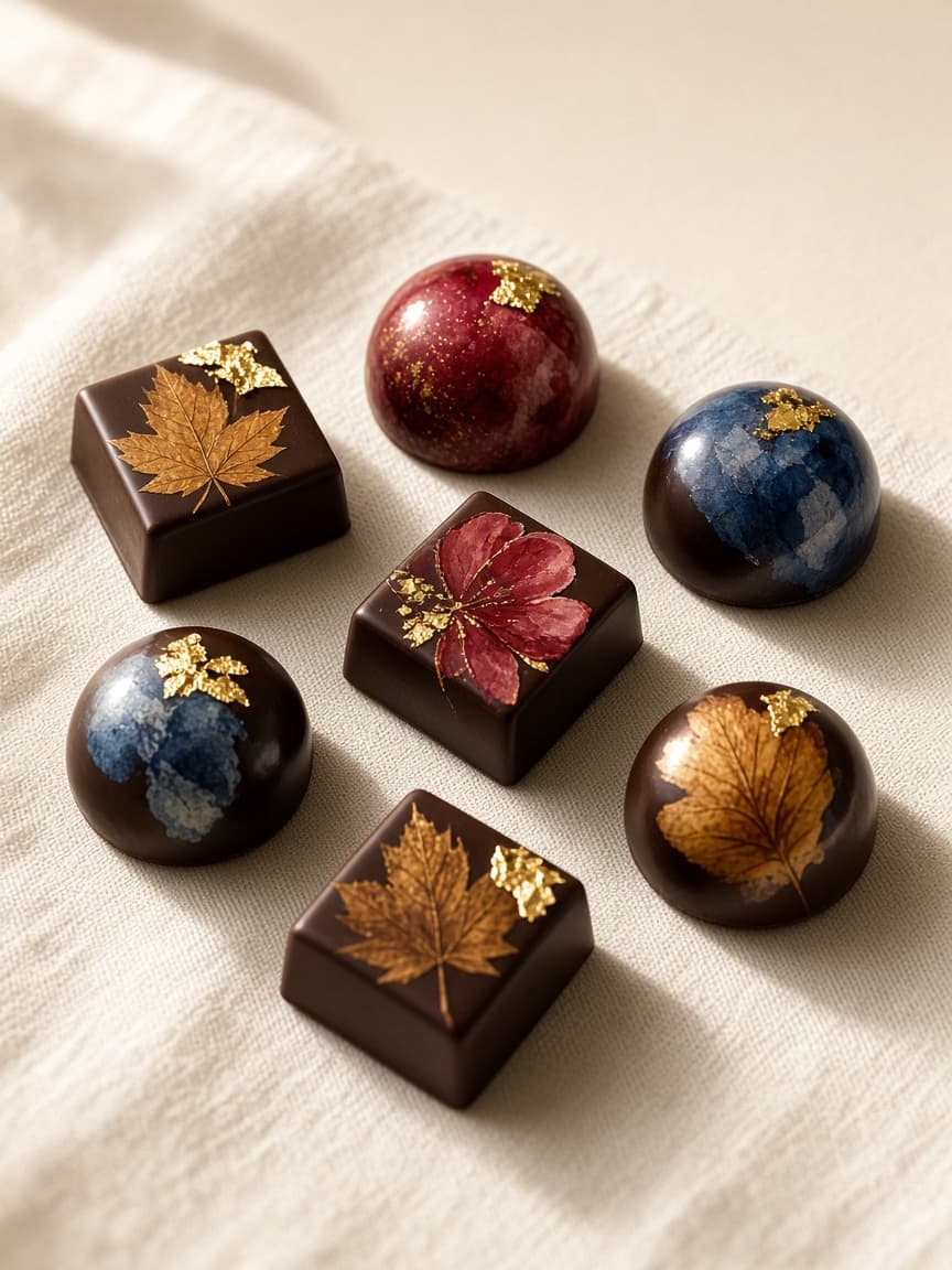 Bonbons peints à la main, lumière rasante